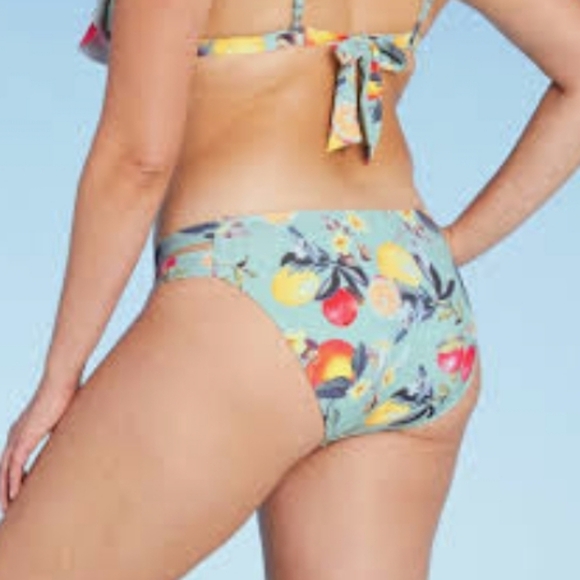 Kona Sol Soft Ruffle Bralette & Double tab Hipster Bikini Floral Fruit Print M - Picture 4 of 14